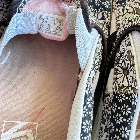 Floral Checkerboard Patchwork Vans Slip Ons - Picture 6 of 6